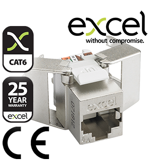 EXCEL | CAT6A FTP SCREENED LOW PROFILE KEYSTONE JACK TOOLLESS - SILVER