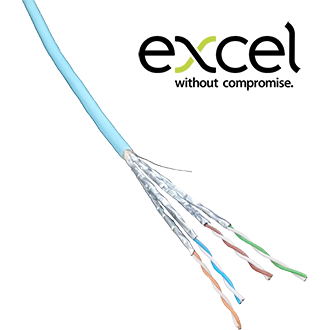 Excel | Solid Cat6a Cable U/FTP LSOH CPR Euroclass B2ca 500m Reel Ice Blue