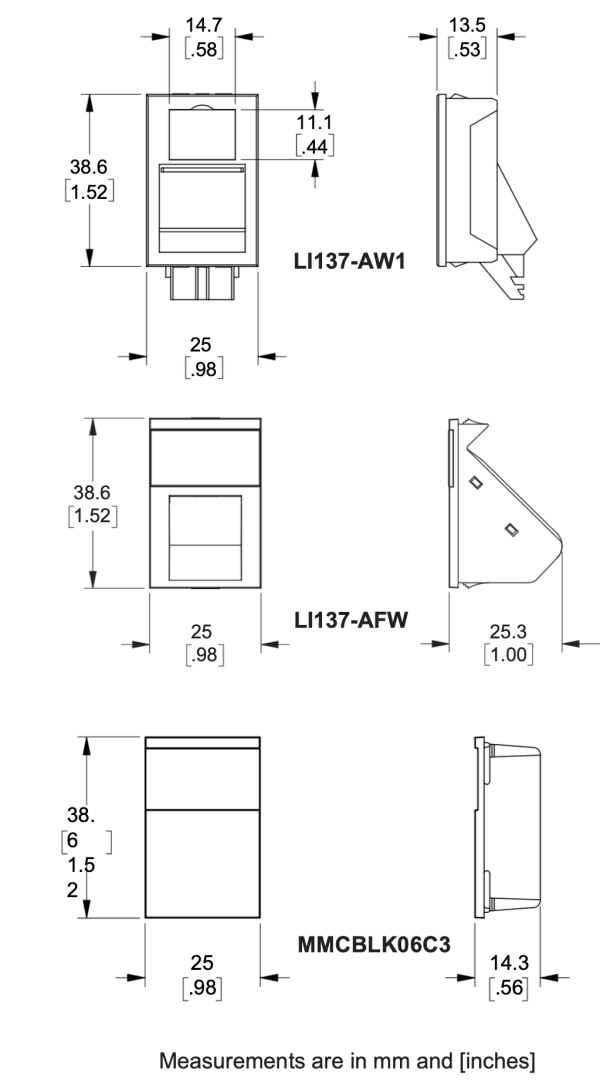 Leviton - 38 mm x 25 mm LJ6C-Style Inserts - Image 2