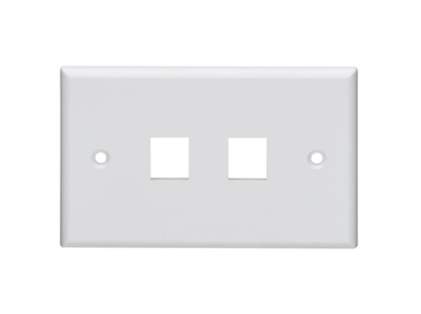Leviton - 2‑Port Horizontal QuickPort® Wallplate, White (41070‑2WS)