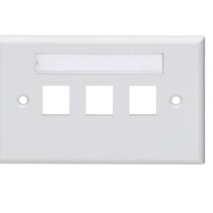Leviton - Single‑Gang Horizontal QUICKPORT™ Wallplate with ID Window, 3‑Port, White (42070‑3WS)