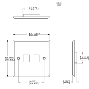 Alternative view of Leviton - 86 mm x 86 mm 2‑Port Stainless‑Steel Wallplate (BI186‑S2P)