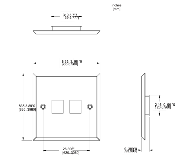 Leviton - 86 mm x 86 mm 2‑Port Stainless‑Steel Wallplate (BI186‑S2P) - Image 2