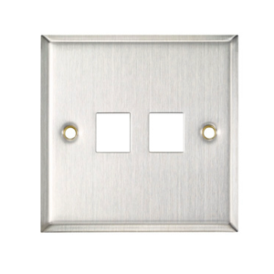 Leviton - 86 mm x 86 mm 2‑Port Stainless‑Steel Wallplate (BI186‑S2P)