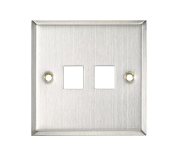 Leviton - 86 mm x 86 mm 2‑Port Stainless‑Steel Wallplate (BI186‑S2P)