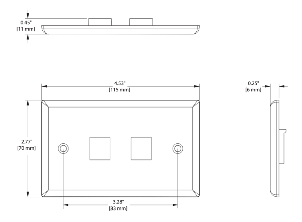 Leviton - Single‑Gang Horizontal QuickPort® Wallplate with ID Window, 3‑Port (42070‑3WS) - Image 2